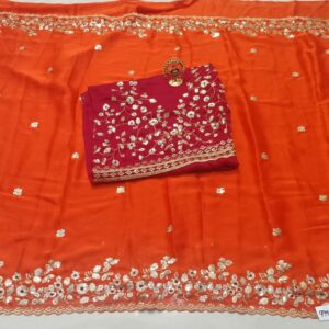 georgette sarees with full heavy work blouse 999rs